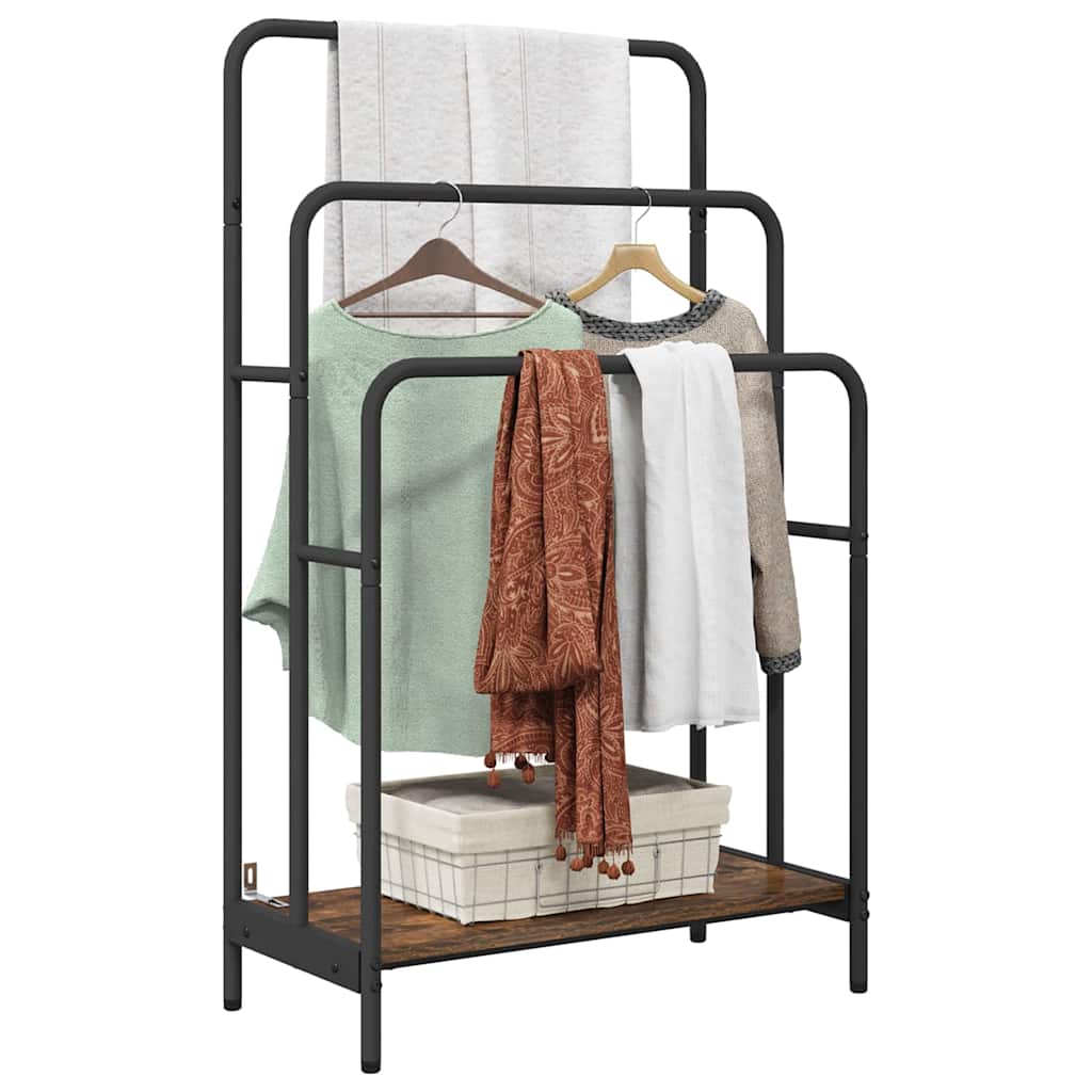 Tøjstativ Med Hylde Røget Eg 60 X 30 X 100.5 Cm Konstrueret Træ - Billede 3