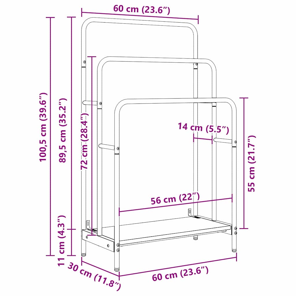 Tøjstativ Artisan Eg 60 X 30 X 100.5 Cm Konstrueret Træ - Billede 12