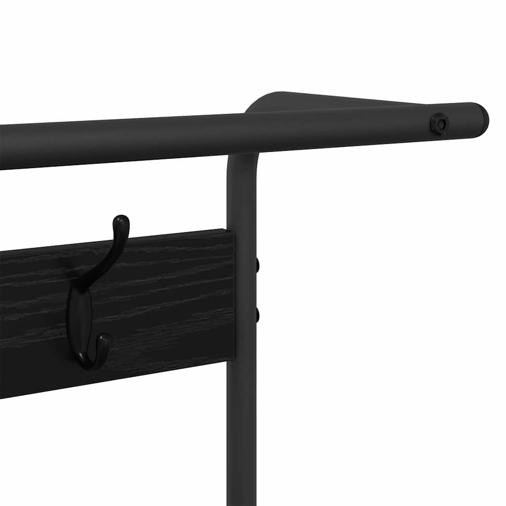Jakkeholder Med Hylde Sort Eg 75 X 34 X 184 Cm Konstrueret Træ - Billede 9
