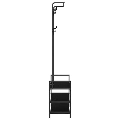 Jakkeholder Med Hylde Sort Eg 75 X 34 X 184 Cm Konstrueret Træ - Billede 6