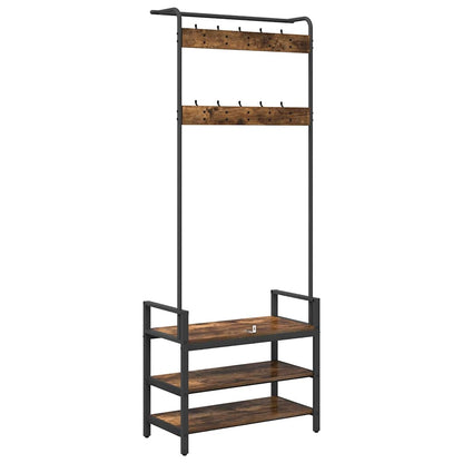 Jakkeholder Med Hylde Røget Eg 75 X 34 X 184 Cm Konstrueret Træ - Billede 7