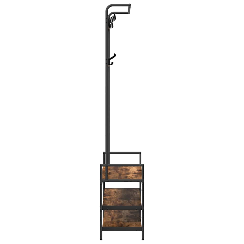 Jakkeholder Med Hylde Røget Eg 75 X 34 X 184 Cm Konstrueret Træ - Billede 6