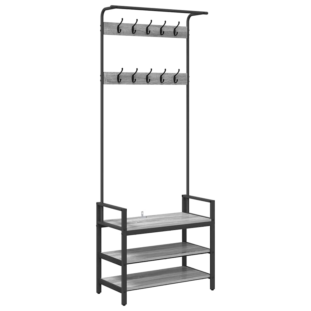 Jakkeholder Grå Sonoma-eg 75 X 34 X 184 Cm Konstrueret Træ - Billede 2