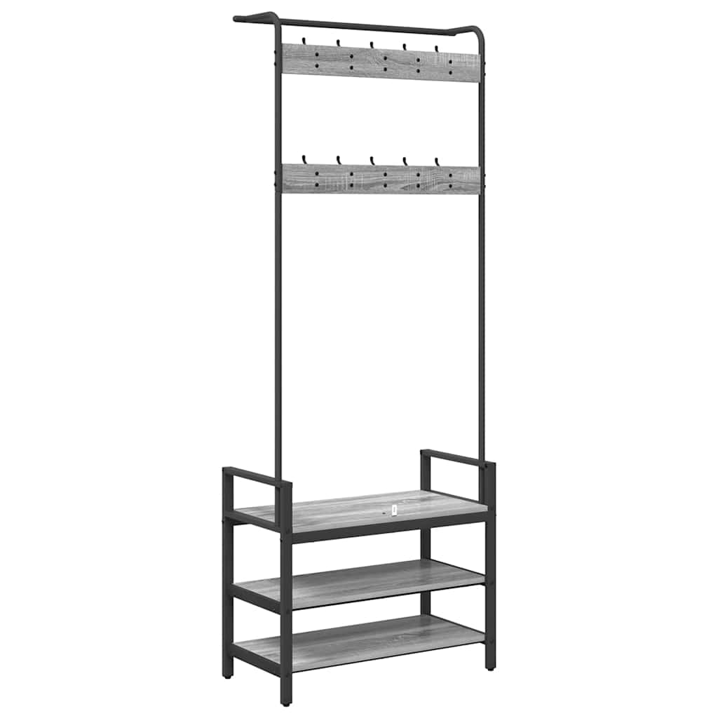 Jakkeholder Grå Sonoma-eg 75 X 34 X 184 Cm Konstrueret Træ - Billede 7