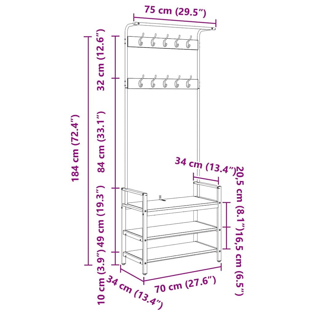 Jakkeholder Andet Artisan Eg 75 X 34 X 184 Cm Konstrueret Træ - Billede 12