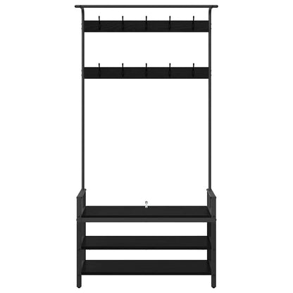 Jakkeholder Med Hylde Sort Eg 95 X 34 X 184 Cm Konstrueret Træ - Billede 5