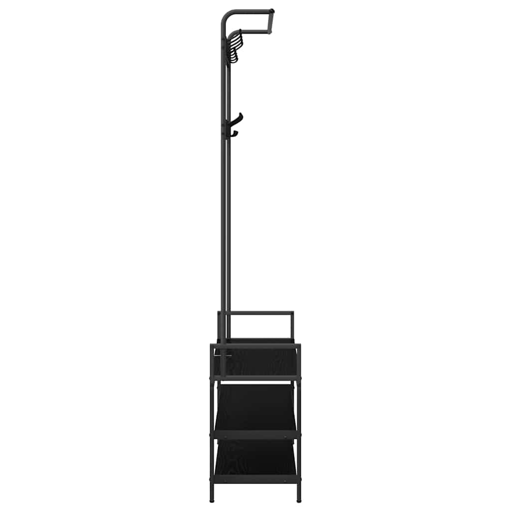 Jakkeholder Med Hylde Sort Eg 95 X 34 X 184 Cm Konstrueret Træ - Billede 6