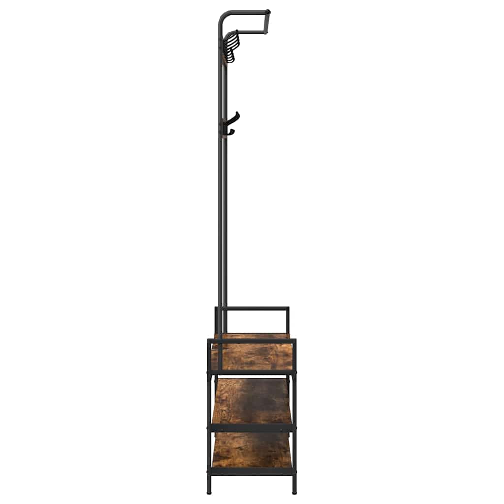 Jakkeholder Med Hylde Røget Eg 95 X 34 X 184 Cm Konstrueret Træ - Billede 6