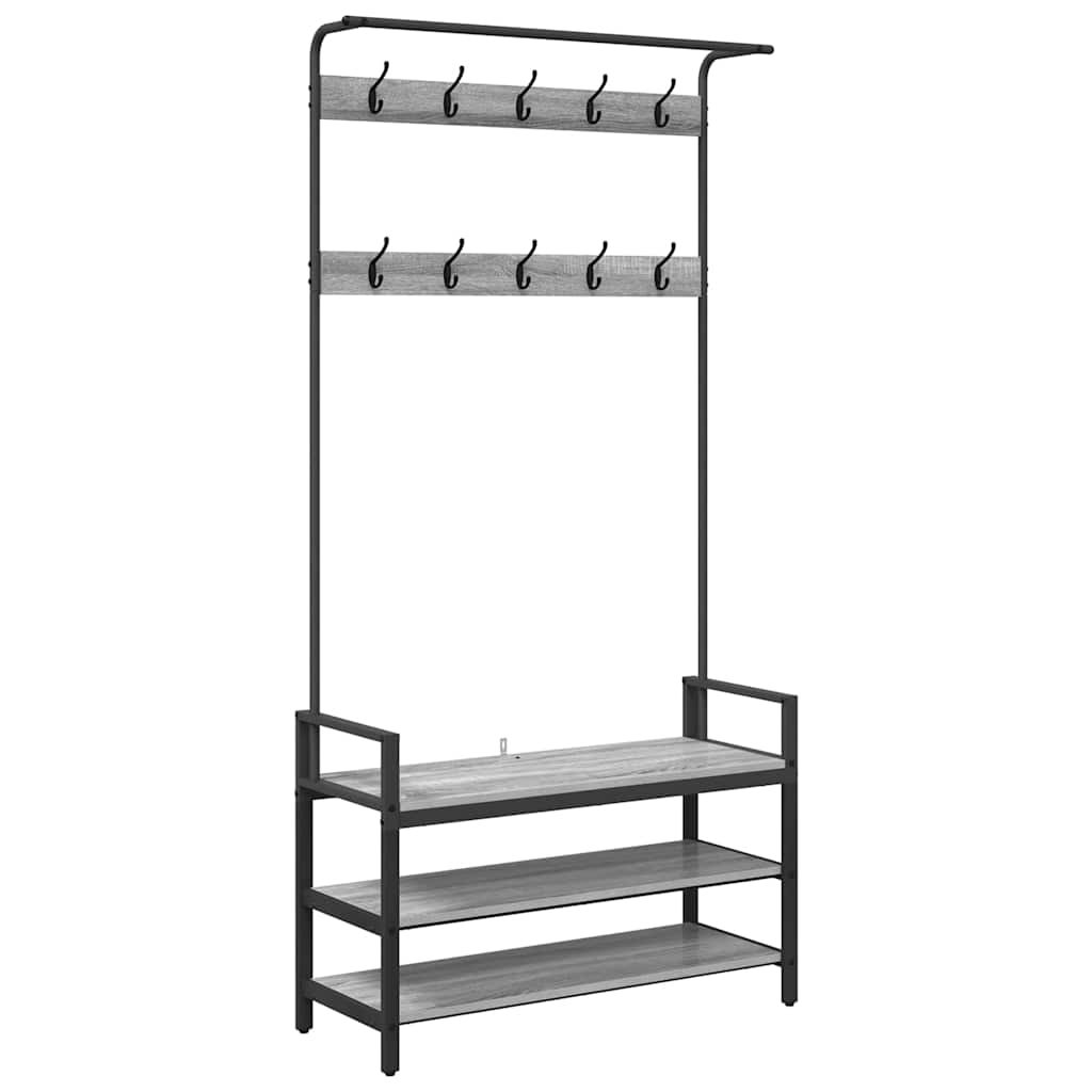 Jakkeholder Grå Sonoma-eg 95 X 34 X 184 Cm Konstrueret Træ - Billede 2