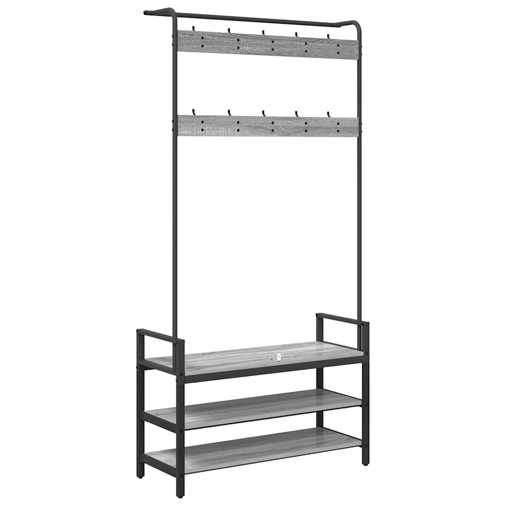 Jakkeholder Grå Sonoma-eg 95 X 34 X 184 Cm Konstrueret Træ - Billede 7