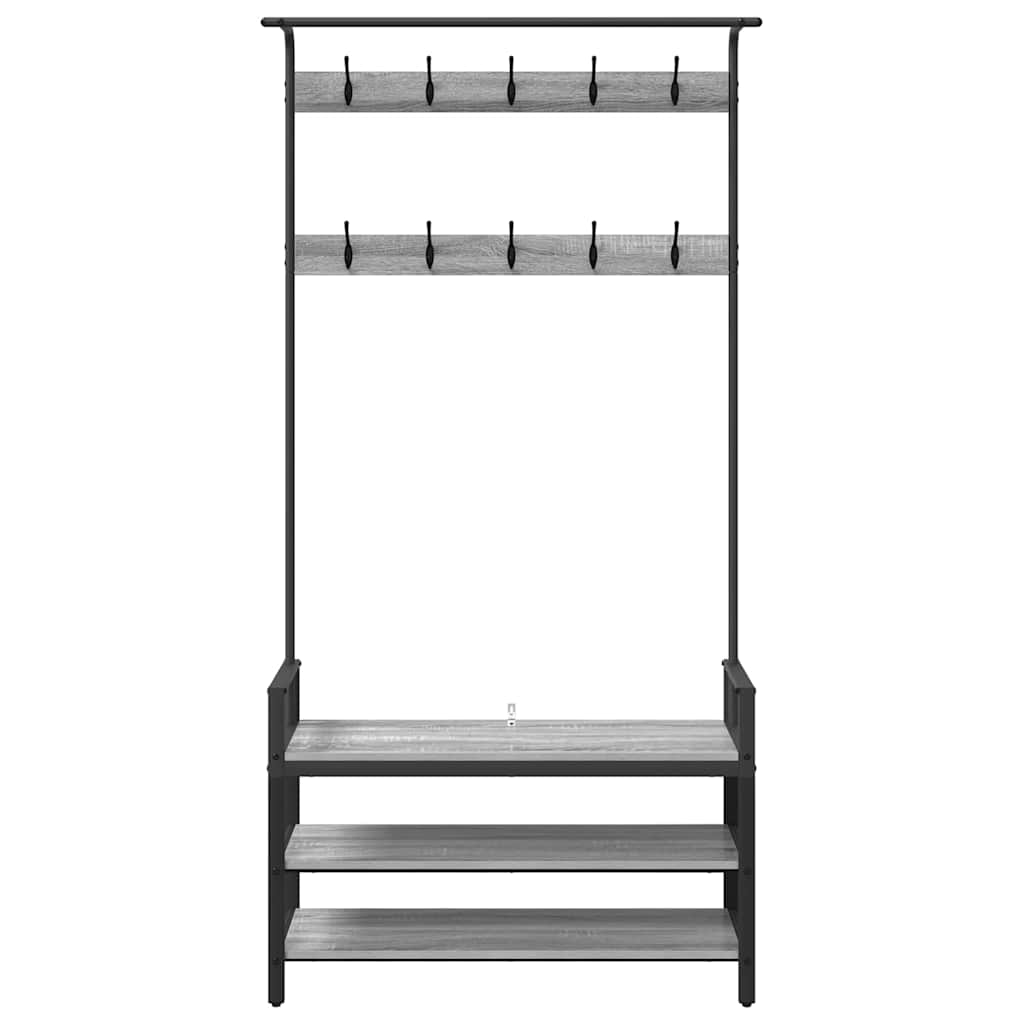 Jakkeholder Grå Sonoma-eg 95 X 34 X 184 Cm Konstrueret Træ - Billede 5