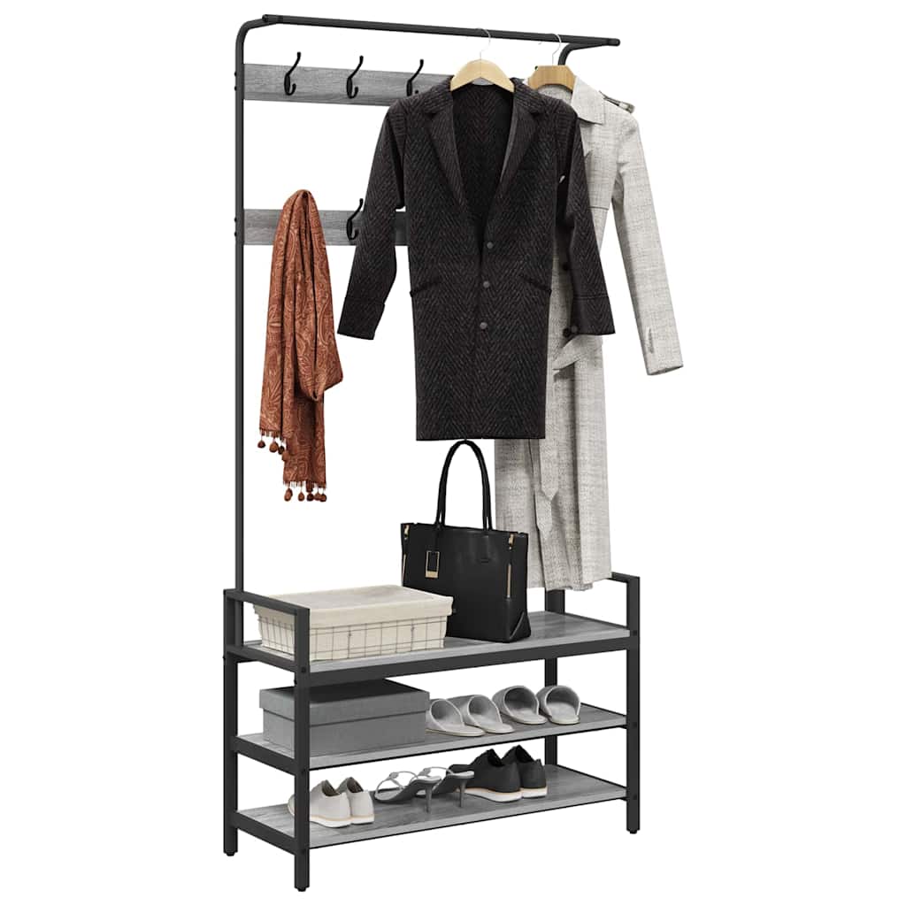 Jakkeholder Grå Sonoma-eg 95 X 34 X 184 Cm Konstrueret Træ - Billede 3