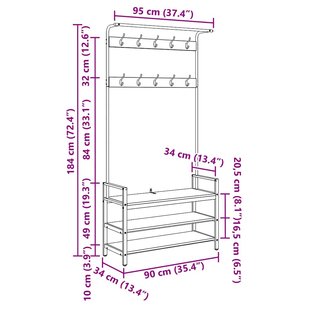 Jakkeholder Andet Artisan Eg 95 X 34 X 184 Cm Konstrueret Træ - Billede 12