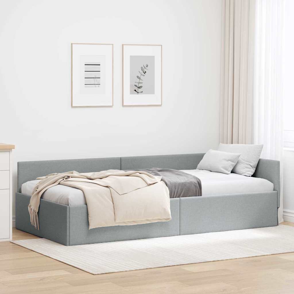 Hjørnesengramme Med Hovedgærde 80 Cm X 200 Cm Stof - Hovedbillede
