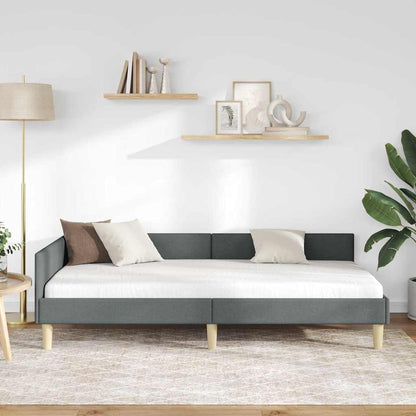 Hjørneseng Ramme Andet Mørkegrå 90 X 190 Cm Stof Og Ingeniørtræ - Billede 5