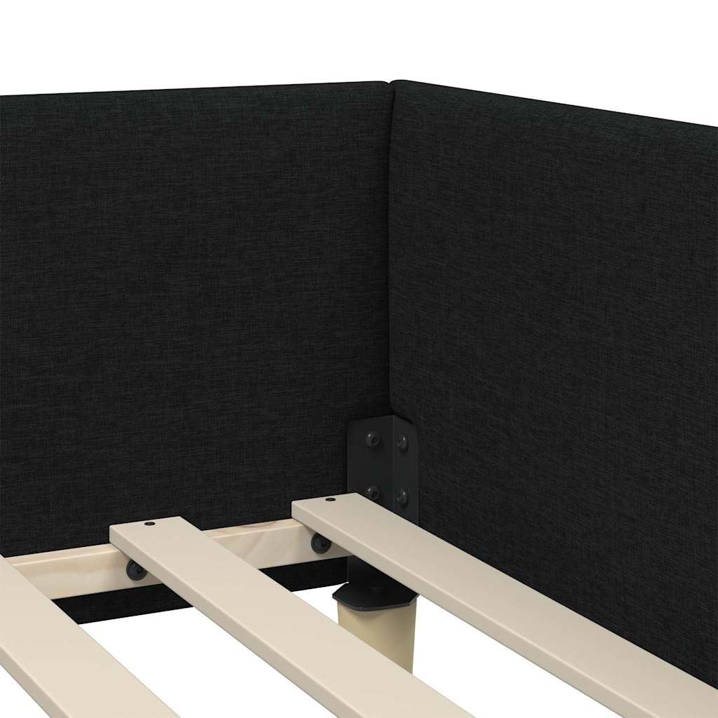 Hjørneseng Ramme Andet Sort 90 X 190 Cm Stof Og Ingeniørtræ - Billede 9