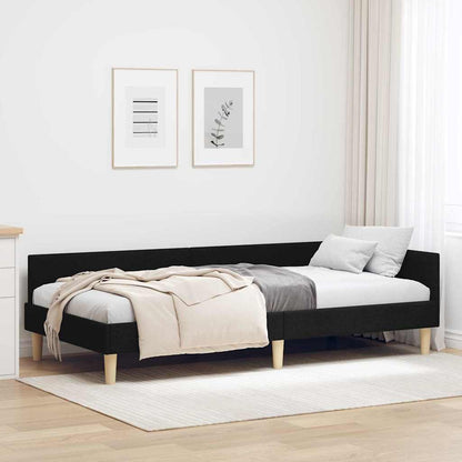 Hjørneseng Ramme Andet Sort 90 X 190 Cm Stof Og Ingeniørtræ - Hovedbillede