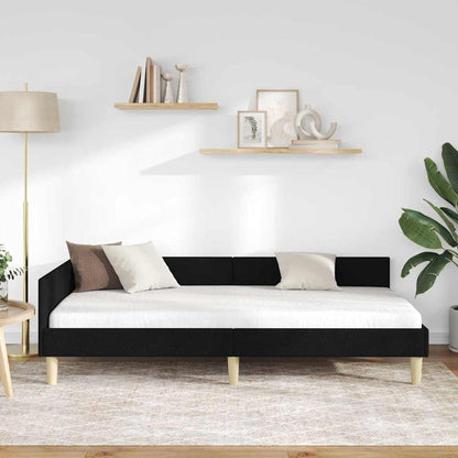 Hjørneseng Ramme Andet Sort 90 X 190 Cm Stof Og Ingeniørtræ - Billede 5