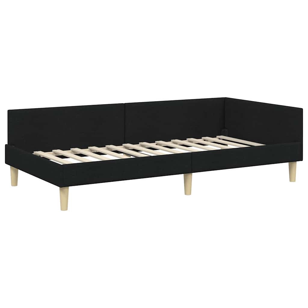 Hjørneseng Ramme Andet Sort 90 X 190 Cm Stof Og Ingeniørtræ - Billede 2