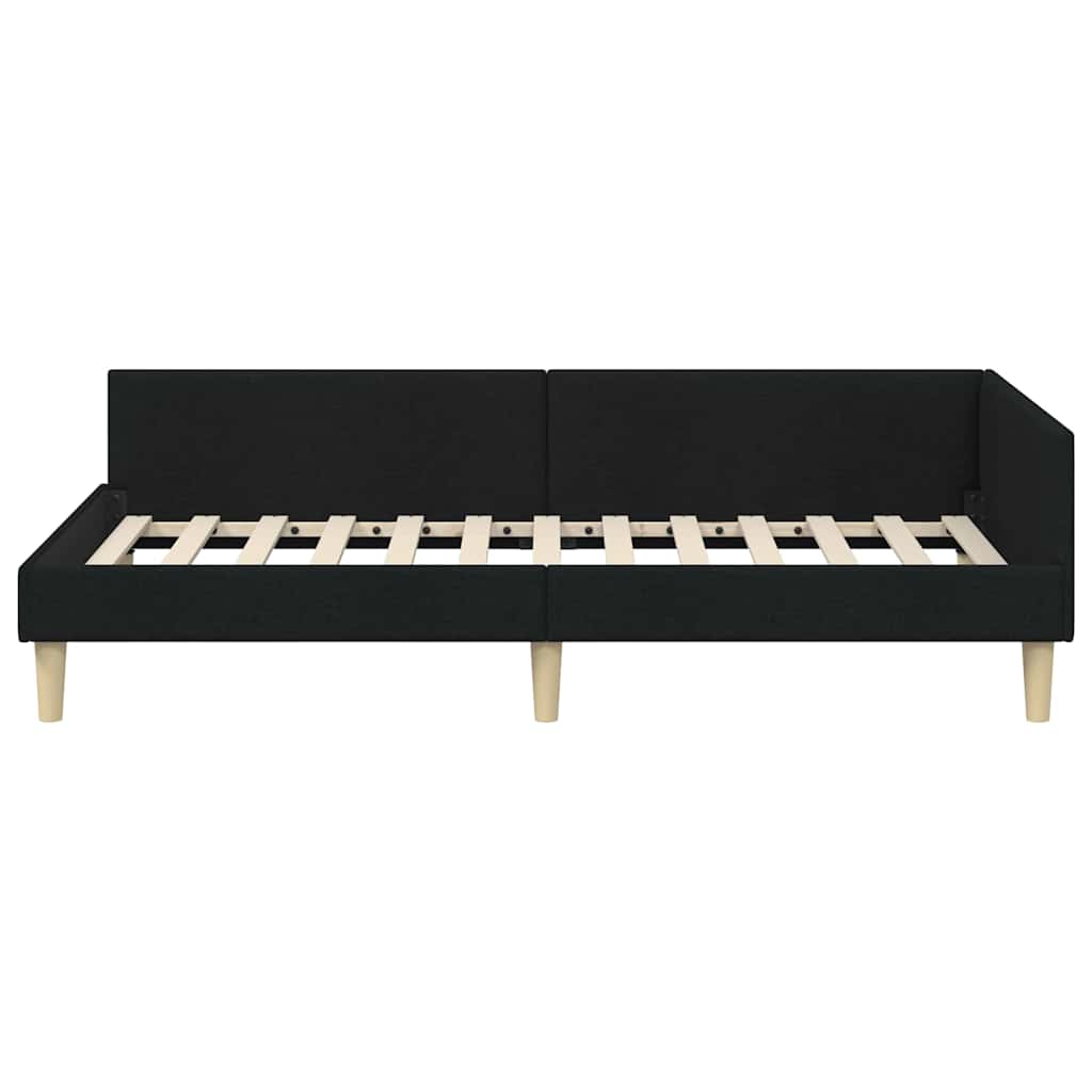 Hjørneseng Ramme Andet Sort 90 X 190 Cm Stof Og Ingeniørtræ - Billede 6
