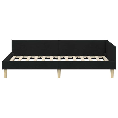Hjørneseng Ramme Andet Sort 90 X 190 Cm Stof Og Ingeniørtræ - Billede 6