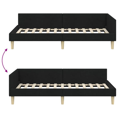 Hjørneseng Ramme Andet Sort 90 X 190 Cm Stof Og Ingeniørtræ - Billede 10