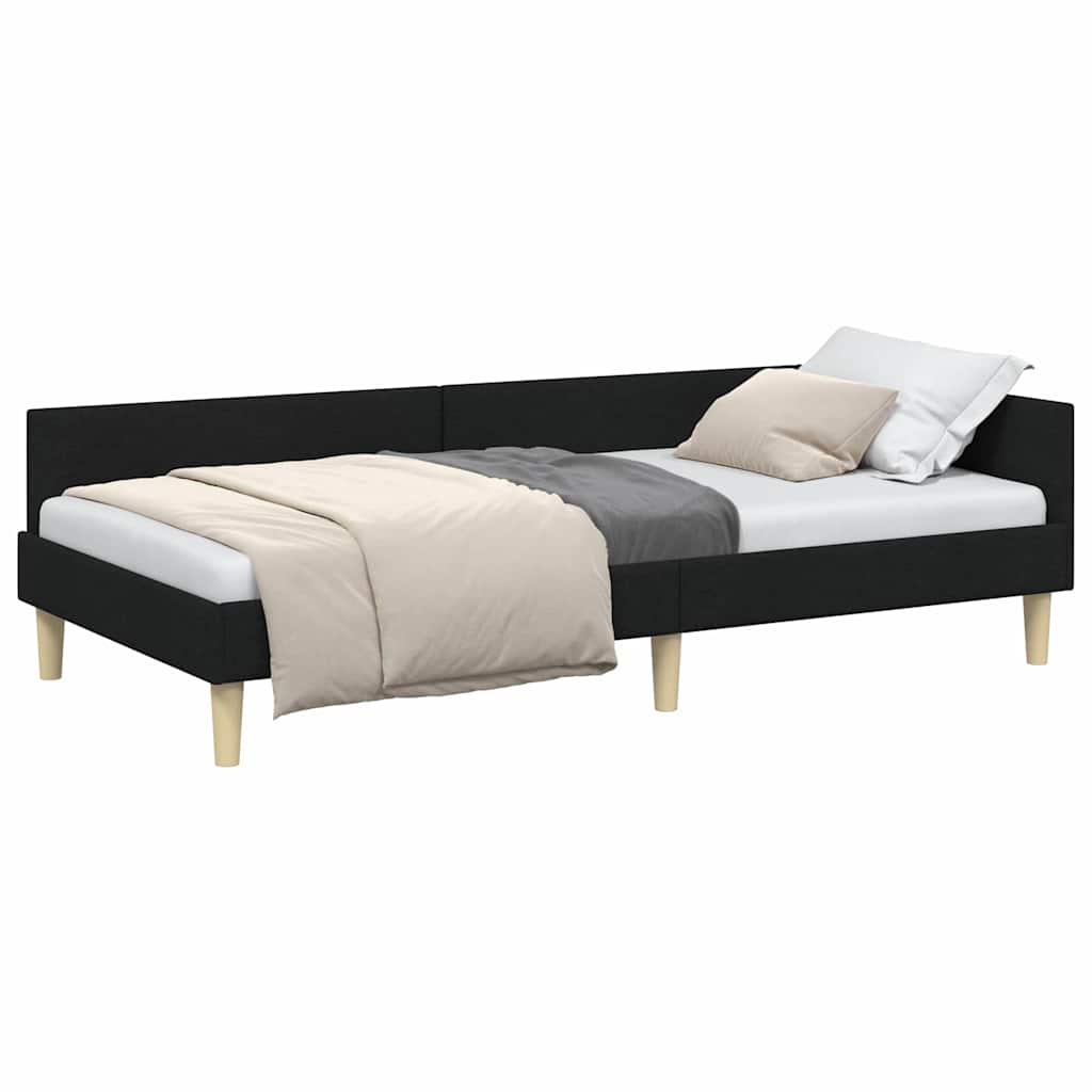 Hjørneseng Ramme Andet Sort 90 X 190 Cm Stof Og Ingeniørtræ - Billede 3