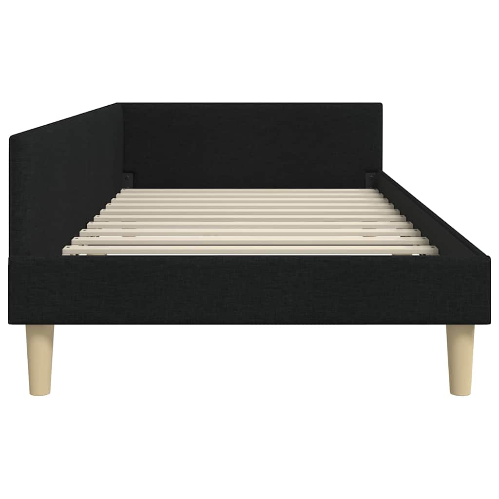 Hjørneseng Ramme Andet Sort 90 X 190 Cm Stof Og Ingeniørtræ - Billede 7