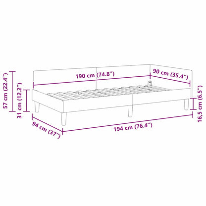 Hjørneseng Ramme Andet Sort 90 X 190 Cm Stof Og Ingeniørtræ - Billede 11