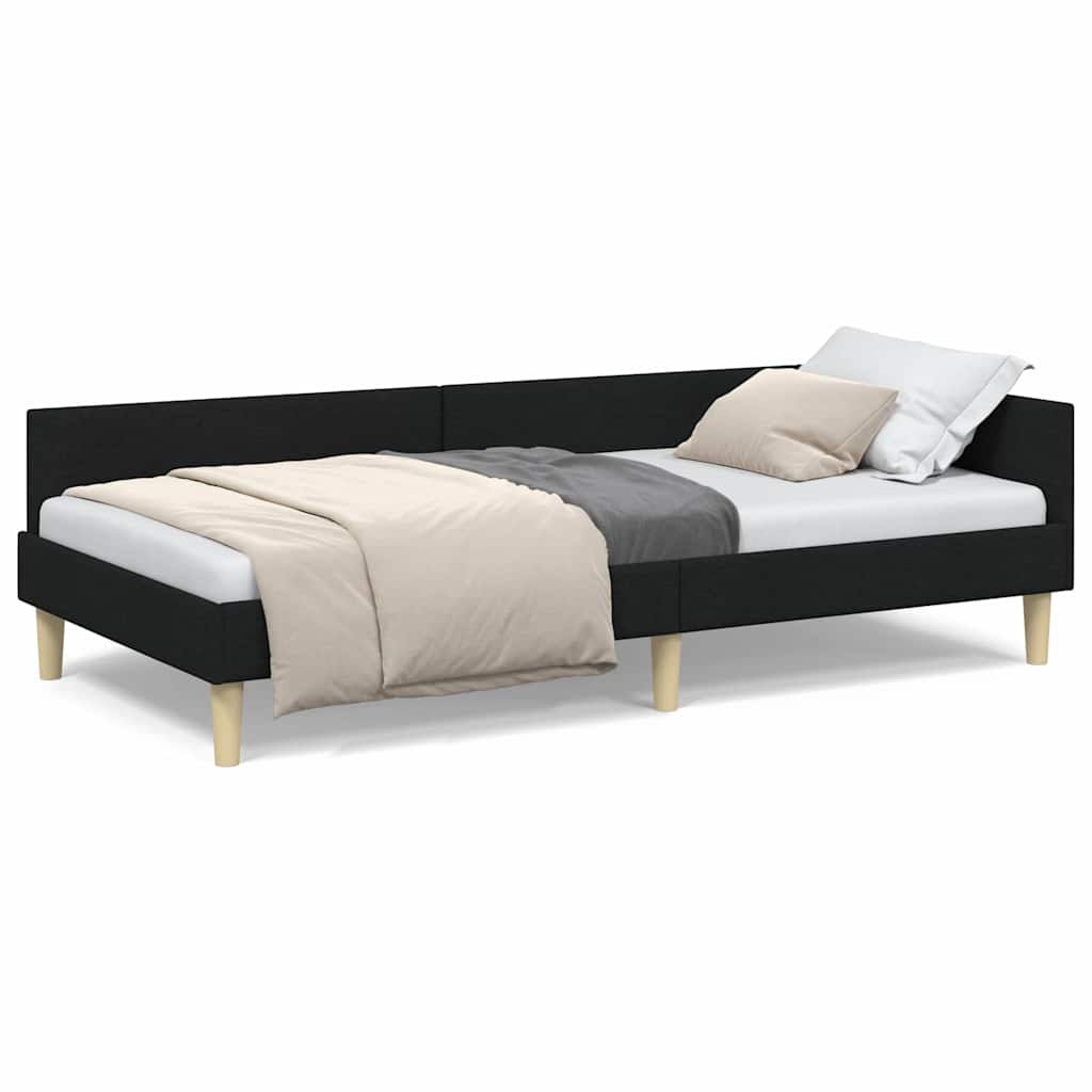 Hjørneseng Ramme Andet Sort 90 X 190 Cm Stof Og Ingeniørtræ - Billede 4