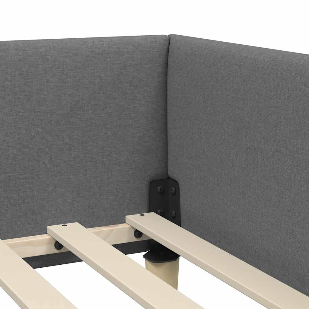 Hjørneseng Ramme Mørkegrå 100 X 200 Cm Stof Og Ingeniørtræ - Billede 9