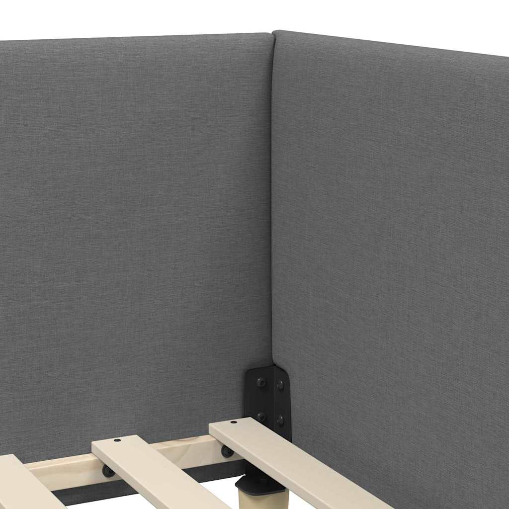 Hjørnesengramme Andet Mørkegrå 90 X 190 Cm Stof Og Ingeniørtræ - Billede 9