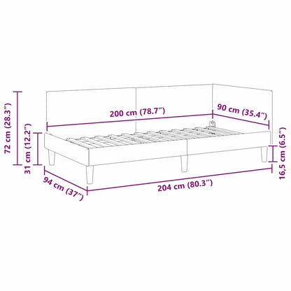 Hjørnesengramme Andet Lysegrå 90 X 200 Cm Stof Og Ingeniørtræ - Billede 11