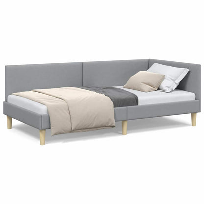 Hjørnesengramme Andet Lysegrå 90 X 200 Cm Stof Og Ingeniørtræ - Billede 4