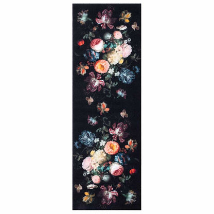 Køkken Måtte Blomstret Sort 180 X 60 Cm Fløjl - Billede 2