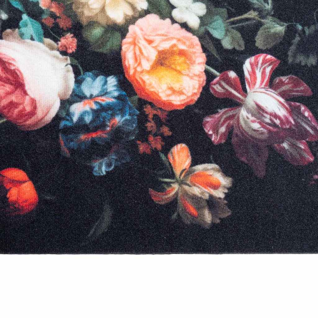 Køkken Måtte Blomstret Sort 150 X 45 Cm Fløjl - Billede 5