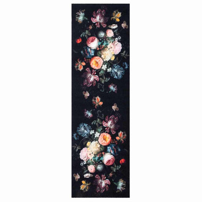 Køkken Måtte Blomstret Sort 150 X 45 Cm Fløjl - Billede 2