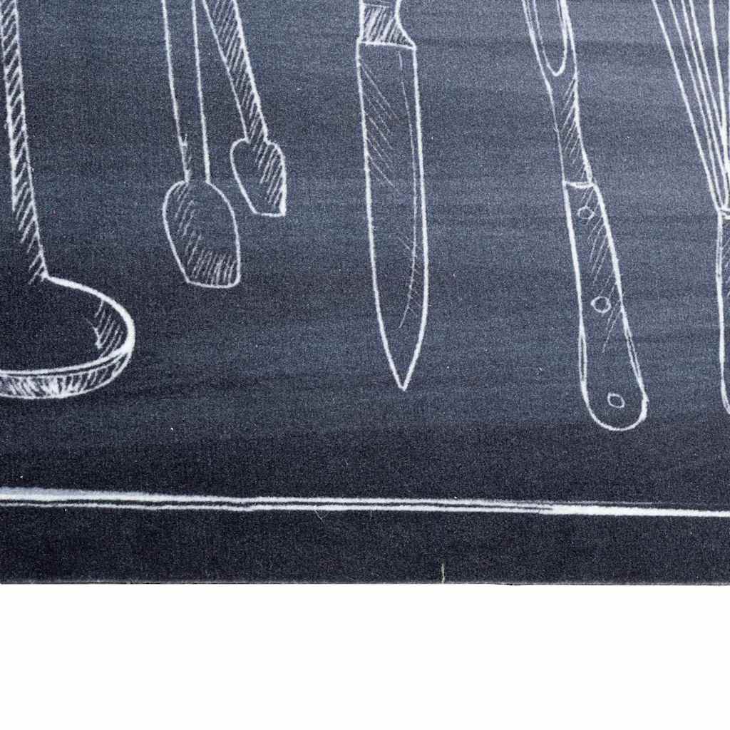 Køkken Måtte Toile Sort 180 X 60 Cm Fløjl - Billede 5