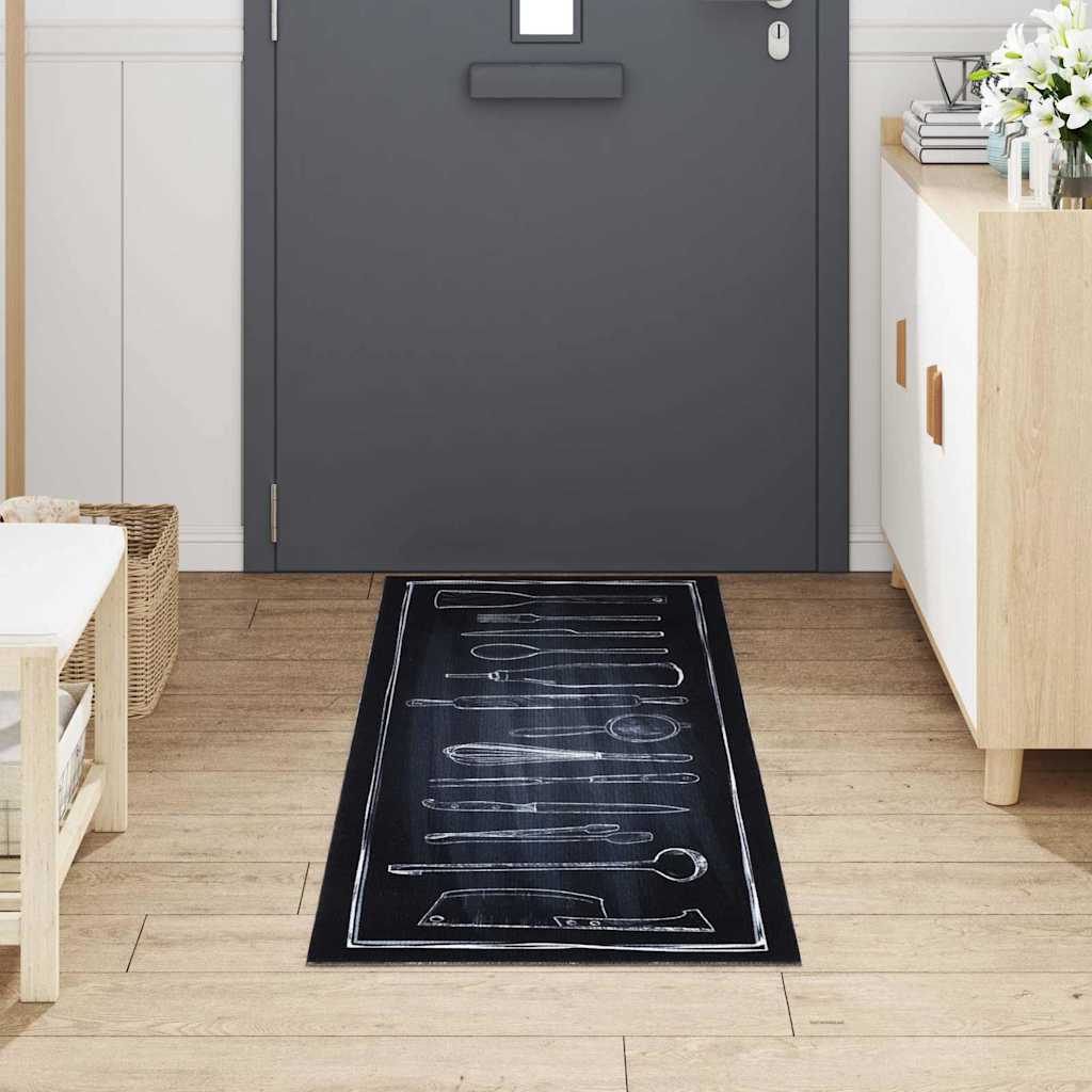 Køkken Måtte Toile Sort 180 X 60 Cm Fløjl - Billede 3