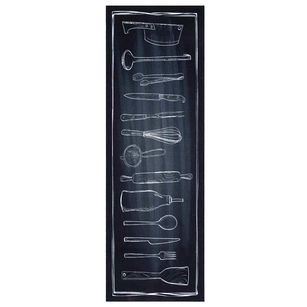 Køkken Måtte Toile Sort 180 X 60 Cm Fløjl - Billede 2