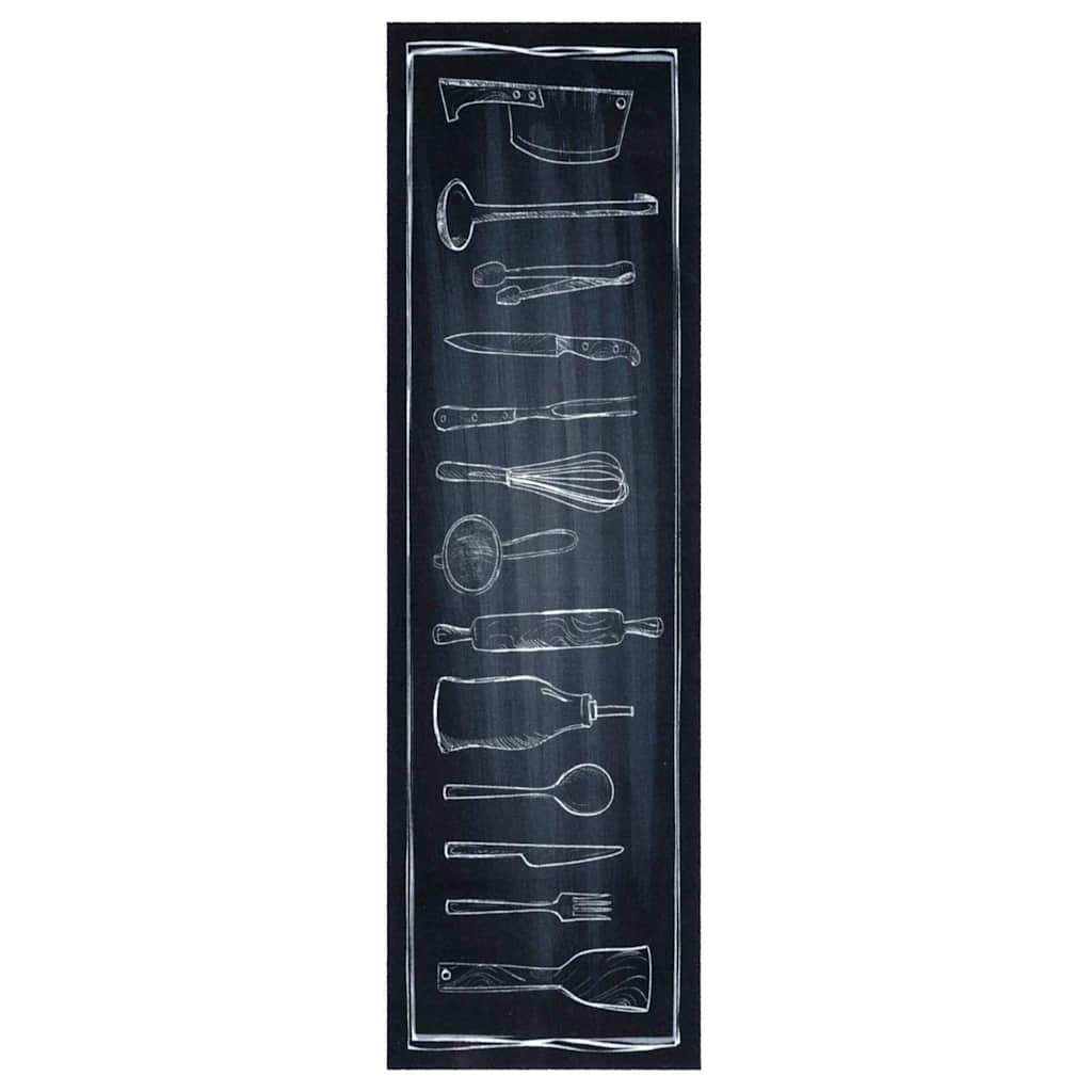 Køkken Måtte Toile Sort 150 X 45 Cm Fløjl - Billede 2
