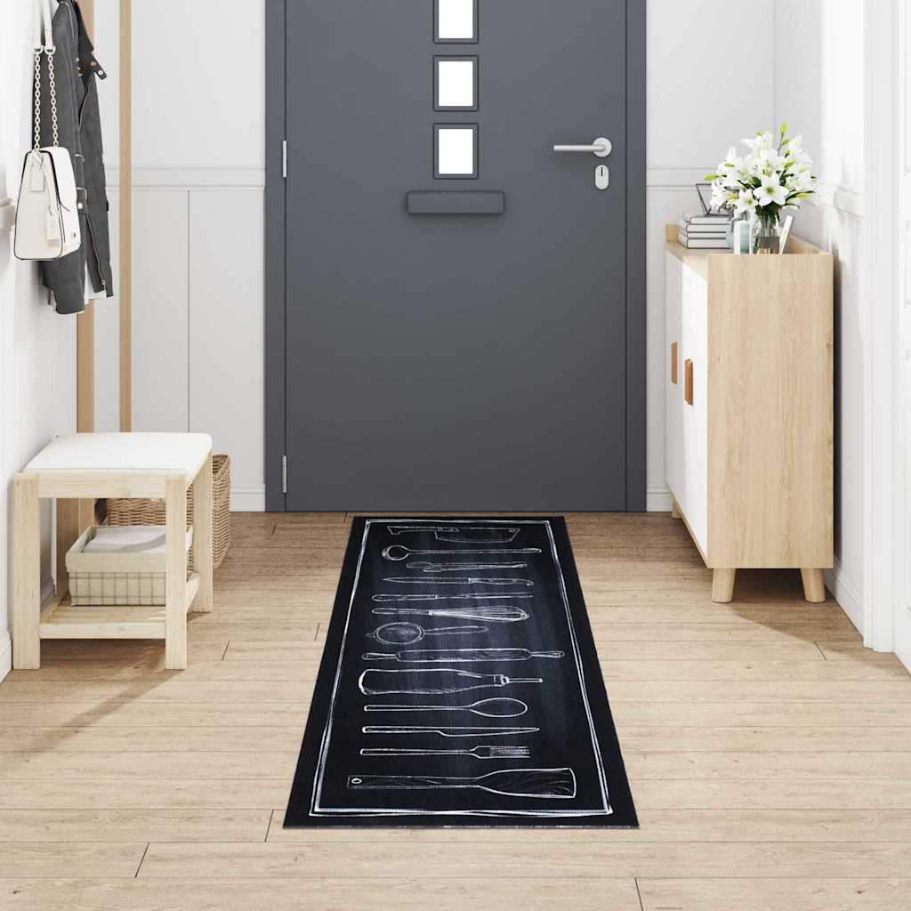 Køkken Måtte Toile Sort 300 X 60 Cm Fløjl - Billede 3