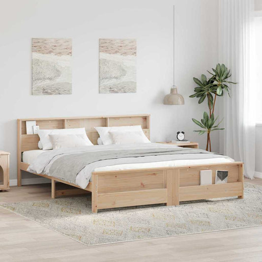 Sengestel Med Hovedgærde Brun 200 X 200 Cm Massivt Fyrretræ - Hovedbillede