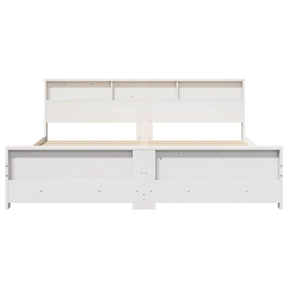 Sengestel Med Hovedgærde Hvid 200 X 200 Cm Massivt Fyrretræ - Billede 5