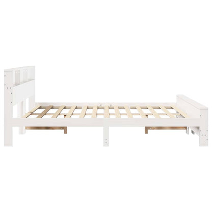 Sengestel Med Hovedgærde Hvid 200 X 200 Cm Massivt Fyrretræ - Billede 6