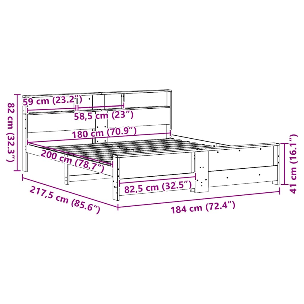 Sengestel Med Hovedgærde Brun 180 X 200 Cm Massivt Fyrretræ - Billede 10