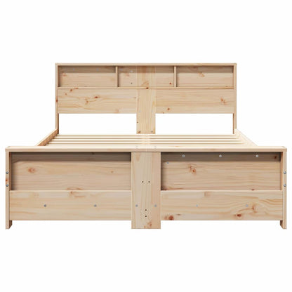 Sengestel Med Hovedgærde Brun 150 X 200 Cm Massivt Fyrretræ - Billede 5