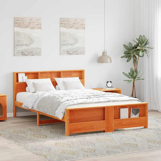 Sengestel Gyldenbrun 150 X 200 Cm Massivt Fyrretræ - Hovedbillede
