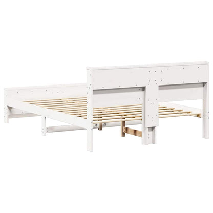 Sengestel Med Hovedgærde Hvid 140 X 200 Cm Massivt Fyrretræ - Billede 7