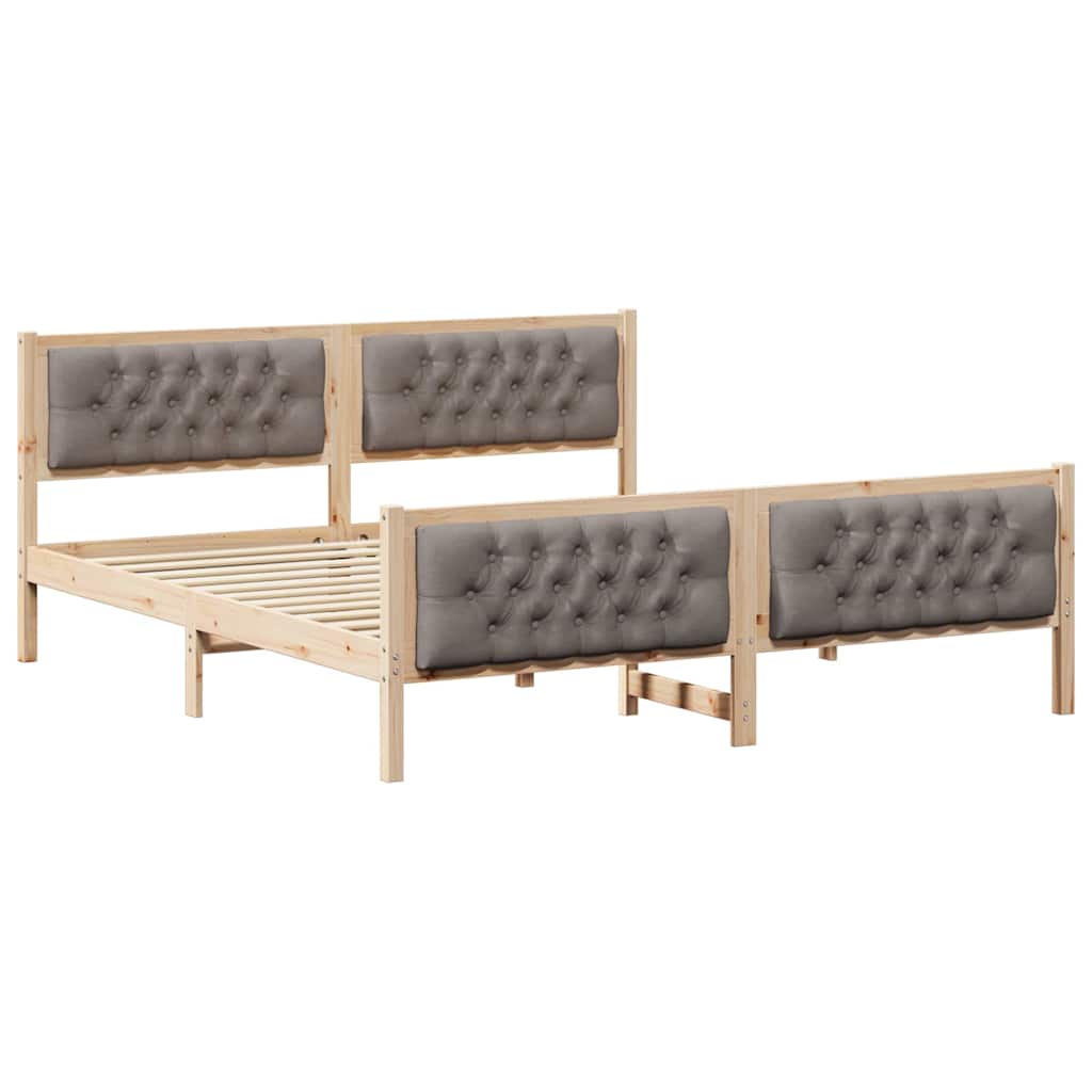 Sengestel Med Hovedgærde Gråbrun 180 X 200 Cm Massiv Fyrretræ - Billede 2